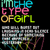 Pixelated text reads 'MGCHE TYPE OFGIRL' in cyan, pink, yellow-green, and gray tones over a black background with abstract pixel clusters.