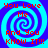 A static image with a blue and cyan spiral background and red text reading "You Love Me And You Know It!!!" in four identical quadrants.