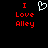 Red pixelated text "I Love Alley" appears twice on a black background with a white heart symbol between the two instances.