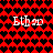 Red background with black and dark red heart pattern, white text 'Ethy 20' in four positions, pixelated appearance.
