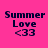 Four identical pixelated text icons on pink backgrounds with 'Summer Love <33' text in dark blue.