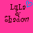 Pixelated text 'LqLq & Shadow' on bright pink background with blue heart symbol above right side of text.