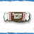 A pixelated candy bar icon with red stripes on white ends and brown center, surrounded by blue text reading 'bootsie roll is my best friend' against a black background.