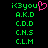 Green pixelated text 'i<3you' with a pink heart symbol, followed by four lines of green abbreviations on black background.