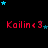 Red text 'Kailin<3' repeated across a black background with scattered blue and dark blue stars, some of which move between frames.