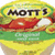 A pixelated image of a Mott's apple sauce container with red apples and green label text, next to purple background with orange 'I LOVE MY MOTTS' text.