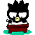 Pixelated cartoon character with black spiky hair and yellow beak sits in red bathtub on green base, eyes shifting between open and closed states.