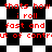 Red text on black-and-white checkered background with repeated phrases and distorted visual effects.