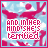 Pixelated icon with pink figure raising arms against light blue sky, text 'AND INHER MIDSHE'S TERRIBED' in white block letters, red border.
