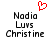 A pixelated image with two identical text blocks and a red heart symbol above them.