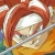 Pixelated close-up of a character with light skin, dark eyes, and reddish-brown hair styled in a high ponytail, set against a blurred background with warm tones.