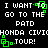 Pixelated text on black background with green square outlines around 'I WANT TO' and '.TOUR!' phrases, repeated in four identical