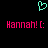 A static pixel art image with a cyan heart symbol above two identical pink text lines reading 'Hannah! :(' on a black background.