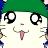 A 48x48 pixel animated buddy icon featuring a cartoon hamster character with green cap and pink tongue, alongside a dark green background with "Original Icons .com" text in bright green pixelated font.