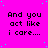 A static image with a bright pink background, scattered cyan dots, and repeated black text reading "And you act like i care...." in a pattern