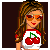 Animated contact sheet showing a pixel-art character with long brown hair wearing red sunglasses and a white crop top with cherry graphics, alongside frames displaying text like "sexi" and "bisexual" with heart symbols on dark backgrounds.