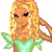 Pixelated cartoon character with blonde hair and green wings next to green text reading "I can make your wishes come true" on a white background with gray transparency area.