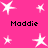 Pink background with white star shapes and repeated text "Maddie" in black pixelated font.