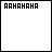 Pixelated black text on white background showing sequential variations of 'HAHA' and ellipses in a