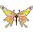 Pixelated butterfly icon with multicolored wings on white background, adjacent to green text reading Original Icons .com.