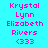 Pixelated text displays 'Krystal Lynn Elizabeth Rivers (333)' across four color backgrounds: cyan, red, gray, and olive green.