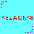 Light blue background with red text and pink/purple star-shaped pixel art elements arranged in two