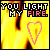 Six display 'YOU LIGHT MY FIRE.' text above a heart symbol against flames, each showing the same scene with different heart colors
