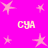 Bright pink background with scattered light pink stars and four instances of the text "СУА" in pixelated white font.