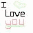 Four variations of 'I Love you' text with heart symbols and color-coded lettering displayed in a