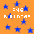 Orange background with scattered blue stars and repeated white text reading "FMG BULLDOGS" in pixelated font.