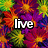 A four- of pixelated text icons: 'live' over a multicolored floral background, 'laugh' over a white starry background, 'love' over a white background with small colored dots, and a blank gray