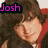 six pixelated images showing a person with brown hair and red clothing, each containing distinct text overlays in pink font