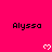 A static image with a bright pink background displays repeated text 'Alyssa' and pixelated heart symbols arranged in a pattern