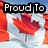 Animated Canadian flag with red maple leaf on white and blue background, text "Proud To Be A CANADIAN GIRL" in black boxes.