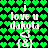 Green heart pattern background with repeated white text 'i love u dakota' and a small arrow symbol, displayed in two identical vertical sections.