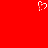 Red background with a white pixelated heart shape in the upper center, featuring a small vertical line segment on its left side.
