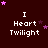 Dark red background with white text "I Heart Twilight" and pink stars in various positions