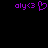Purple pixelated text 'oly<3' with a heart symbol on the left, and plain 'oly<3' on the right against black background.