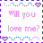 Animated contact sheet of 15 frames showing a repeating text-based icon with pink and blue decorative borders on white background.
