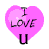 A contact sheet of 11 animated frames showing a pink heart icon with "I LOVE U" text and letter variations, plus a doll character animation sequence.
