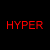 Red text reading "HYPER" scattered across a black background in multiple instances, each instance appearing as static and unchanging.
