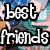 Pixelated image with 'best friends' text on left and 'it takes more than a week' text on right, over star-shaped background.