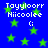 Blue background with green stars and repeated white text reading "Tayyloorr Niicoolee" and "Ci" in pixelated font.