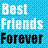 Pixelated text reads 'Best Friends Forever' in three lines on a blue checkered background with white and black lettering.