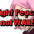 Pixelated anime-style character with pink hair and dark clothing, shown in multiple expressions with red text overlay reading 'ight Peac not WAR!' on one view.