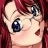 Pixelated anime-style character with red hair and blue eyes, next to black background with white text "Anime IM" and "com".