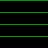Green horizontal lines arranged in three vertical on a black background, with no visible motion or text