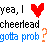 Static pixel art displays text 'yea, I ❤️ cheemead gotta prob?' with red heart symbol and blue question mark on white background.