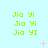 Light blue background with repeating green text 'Jia Yi' and pink star-like shapes scattered across the image.