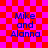 Red and pink checkered background with blue text reading "Mike and Alanna" in four identical quadrants.